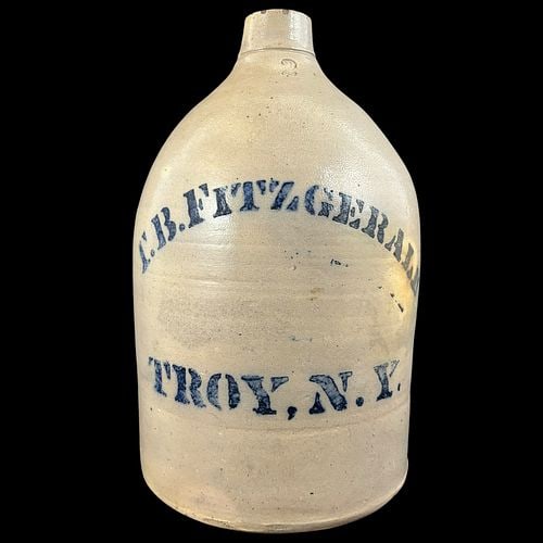 Antique T.B. Fitzgerald Troy, N.Y. 2-Gallon Stoneware Jug (1 of 9)