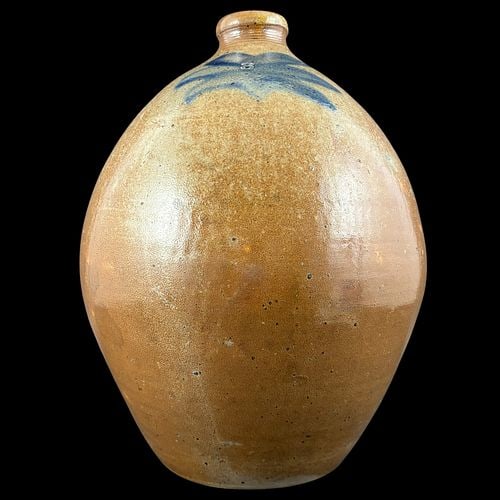 Antique 3-Gallon Floral Cobalt-Decorated Ovoid Stoneware Jug (1 of 9)