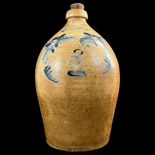 W.M. Moyer Harrisburg PA Stoneware Ovoid Jug Cobalt Floral Decoration (1 of 10)