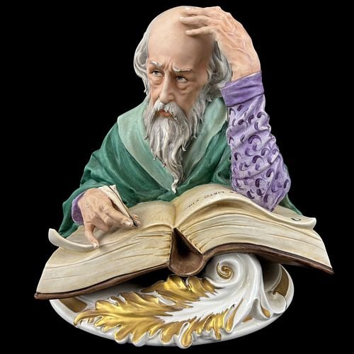 Capodimonte Porcelain Figure of Philosopher Reading by C. Aru (1 of 12)