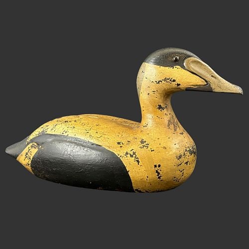 Tom Taber Carved Eider Duck Decoy with Original Surface Relief Wing Carving (1 of 7)