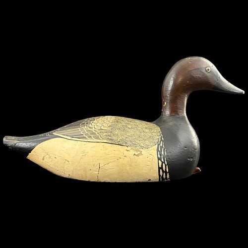 Antique 1920 Roy Conklin Hand Carved Canvasback Drake Duck Decoy (1 of 9)