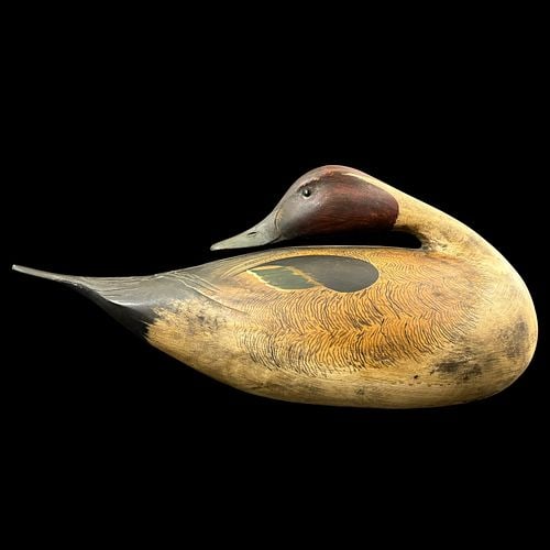 B. Mitchell Hand-Carved & Painted Preening Duck Decoy (1 of 9)