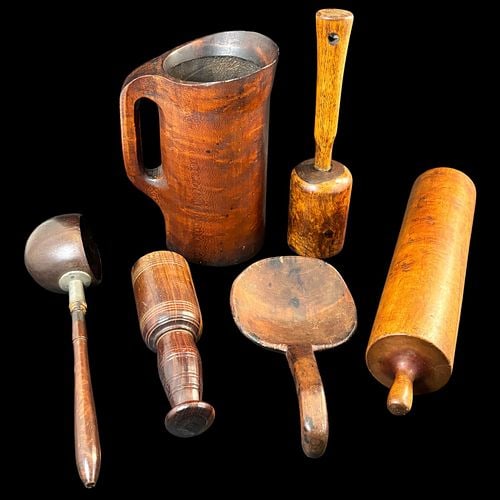 Antique Primitive Wooden Kitchenware & Utensil Collection (1 of 10)