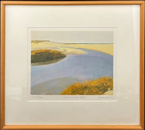 Joyce Zavorskas (Mass, 1945-) Creek Turning Left 1993 Monotype Print Landscape