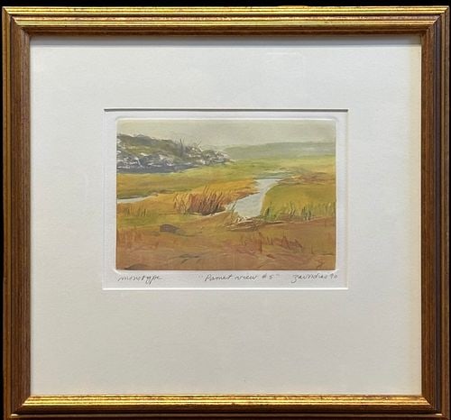 Joyce Zavorskas (Mass., 1945-) Pamet View #5 Landscape 1990 Monotype Print (1 of 6)