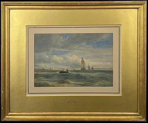 David Cox (British, 1783 – 1859) Off Erith Watercolor Seascape Painting (1 of 5)