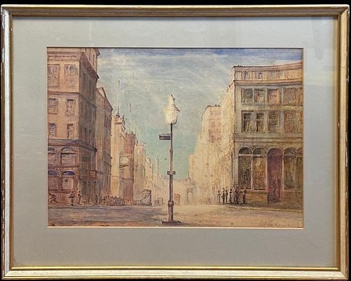 Arthur Lowe (British, 1866-1940) Ludgate Circus, London Watercolor Painting (1 of 6)