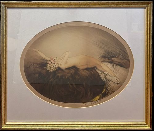 Louis Icart Venus Signed Art Deco Nude Reclining Woman Framed Print (1 of 7)