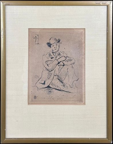 Paul Cezanne (France, 1839-1906) Portrait of Guillaumin Hanging Man Etching (1 of 3)