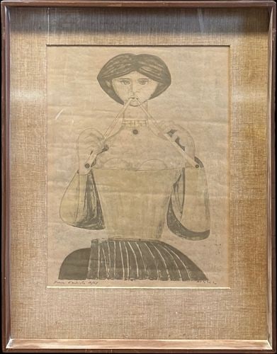 Federico Righi (Italian, 1908–1986) Pavane d’Artiste #16/28: Framed limited edition work on paper by Federico Righi, titled Pavane d’Artiste, pencil signed “Righi” lower right and numbered 16/28 lower left. The composition depicts a stylized f