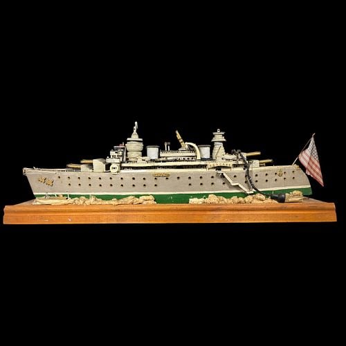 Folk Art Scratch-Built Model of the USS Alabama Battleship Diorama (1 of 12)