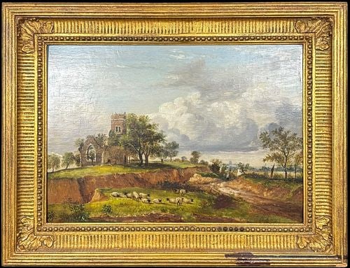 19th Century British School Oil Painting of Whittingham Church Landscape (1 of 5)