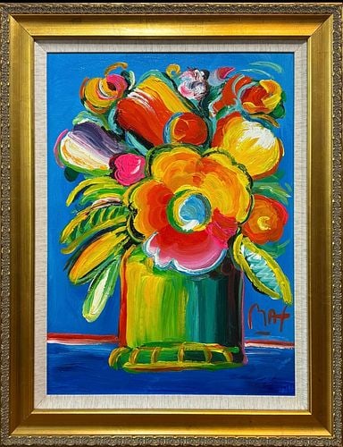 Peter Max (USA, B. 1937) Vase of Flowers Ver IV Acrylic on Canvas 2003 (1 of 6)