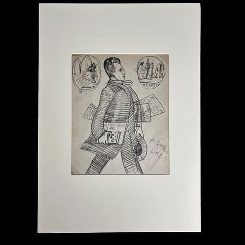Peggy Bacon (USA, 1895-1987) A Double Life Drawing of Kenneth Hayes Miller (1 of 4)