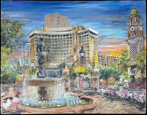 Kamil Kubik (Czech-American, 1930-2011) Kansas City Country Club Plaza Pastel (1 of 3)