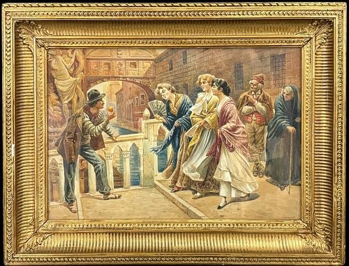 Michel Martino (Italian, 1889–1969) Italian Street Scene Watercolor (1 of 4)