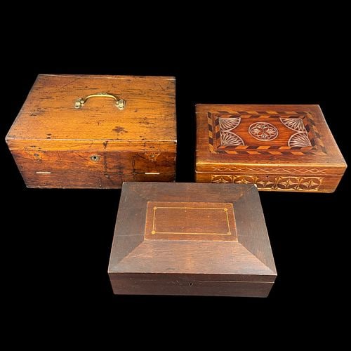 Three Wooden Table Boxes with Carved, Inlaid, and Brass-Mounted Details (1 of 15)