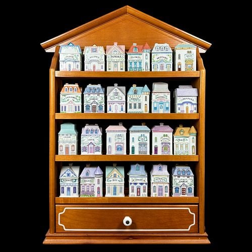 Lenox Spice Village 24 Porcelain House Spice Jars with Wooden Display Shelf (1 of 9)