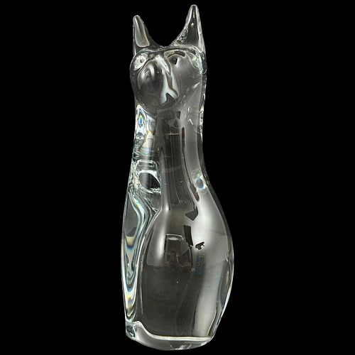 Daum France Crystal Glass Cat Feline Sculpture Paperweight (1 of 6)