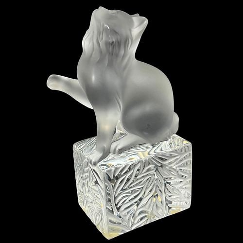 Lalique France Frosted Crystal Seated Cat Figurine Paperweight (1 of 11)