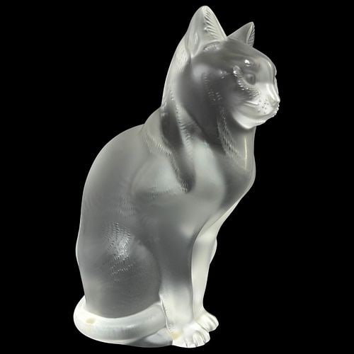 Lalique France Frosted Crystal Seated Cat Figurine (1 of 10)