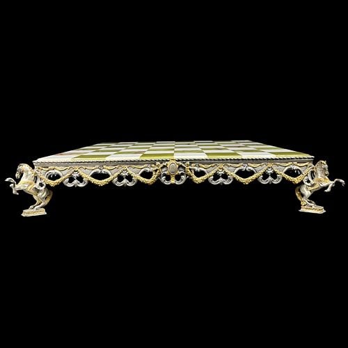 Piero Benzoni Medieval Figural Onyx Chess Set with Silver & Gold Tone Pieces - 14