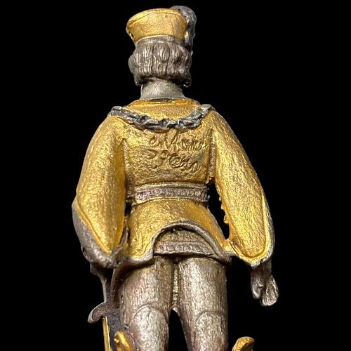 Piero Benzoni Medieval Figural Onyx Chess Set with Silver & Gold Tone Pieces - 8