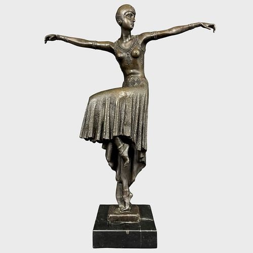 After Demetre H. Chiparus Turkish Dancer Bronze Female Sculpture (1 of 9)
