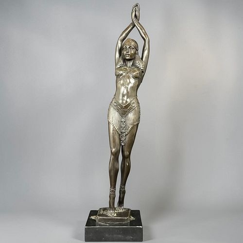 After Agathon Leonard Egyptian Revival Dancer Figural Bronze Sculpture (1 of 11)