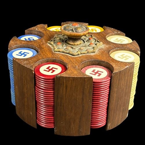 Vintage Wooden Carousel with Swastika Poker Chips (1 of 6)