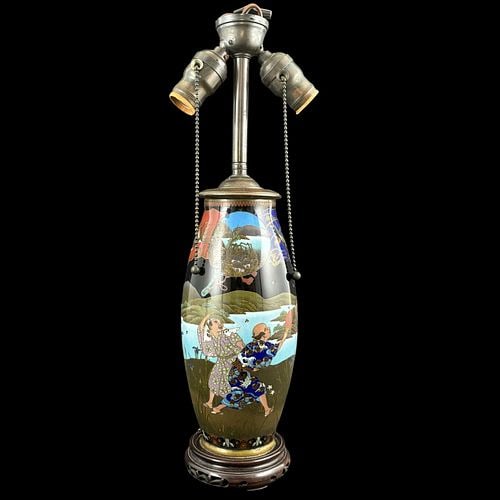 Japanese Cloisonné Figural Double-Socket Table Lamp (1 of 6)