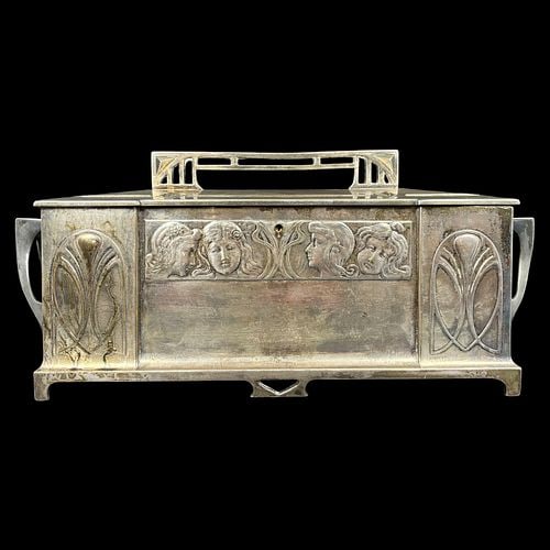 Art Nouveau Silverplate WMF Four Seasons Very Large Casket Box