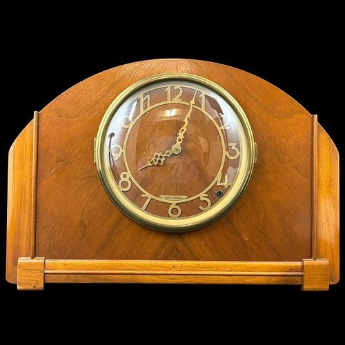 Seth Thomas Electric Tambour Mantel Clock Wood Case Brass Dial 115V (1 of 11)