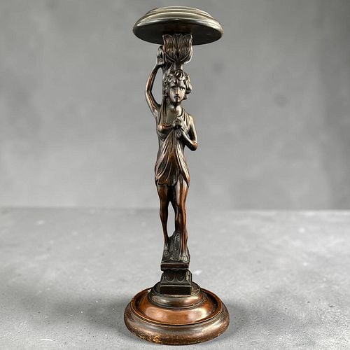 Antique Carved Wood Figural Caryatid Pedestal Candle Stand (1 of 9)