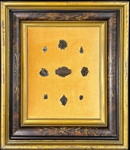 Antique Victorian Gutta Percha Mourning Jewelry Shadowbox Display (1 of 3)