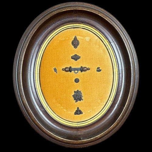 Antique Victorian Gutta Percha Mourning Jewelry Shadowbox Display (1 of 3)