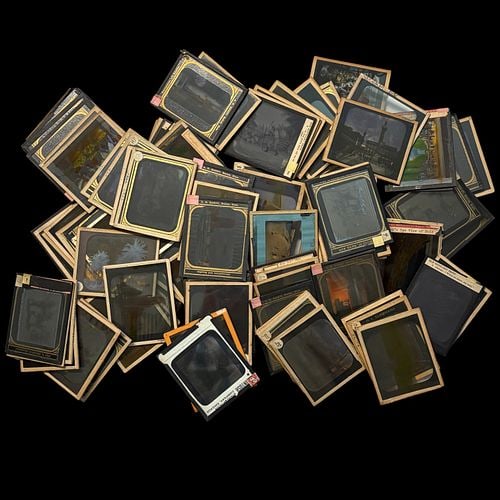 Large Lot of Antique Glass Magic Lantern Slides Images (1 of 6)