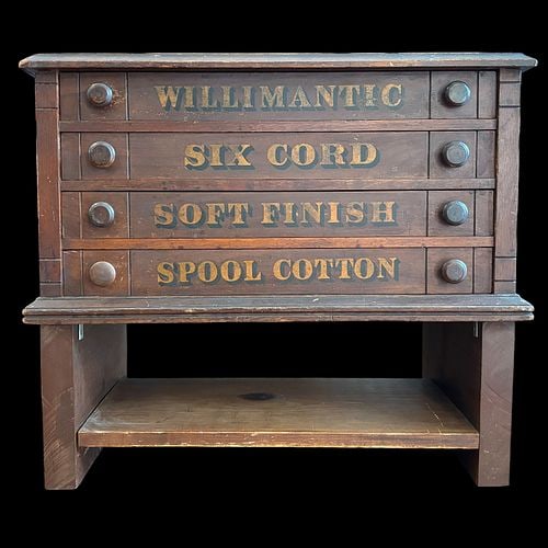 Antique Willimantic Six Cord Spool Cotton Four-Drawer Advertising Cabinet (1 of 6)