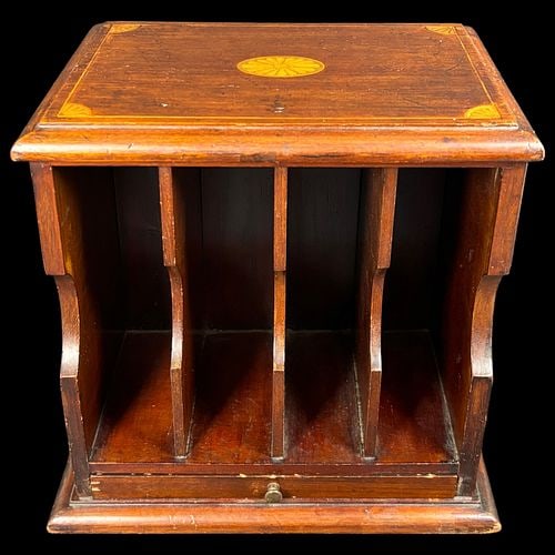 Antique English Inlaid Mahogany Wood Stationery Rack (1 of 8)