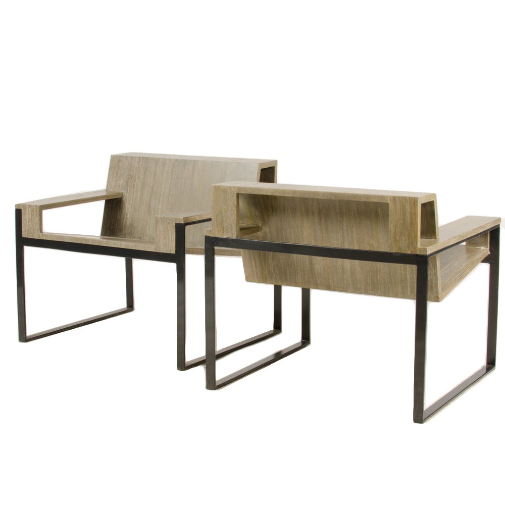 PAIR DECORATIVE ARM CHAIRS BAUHAUS INSPIRED (1 of 7)