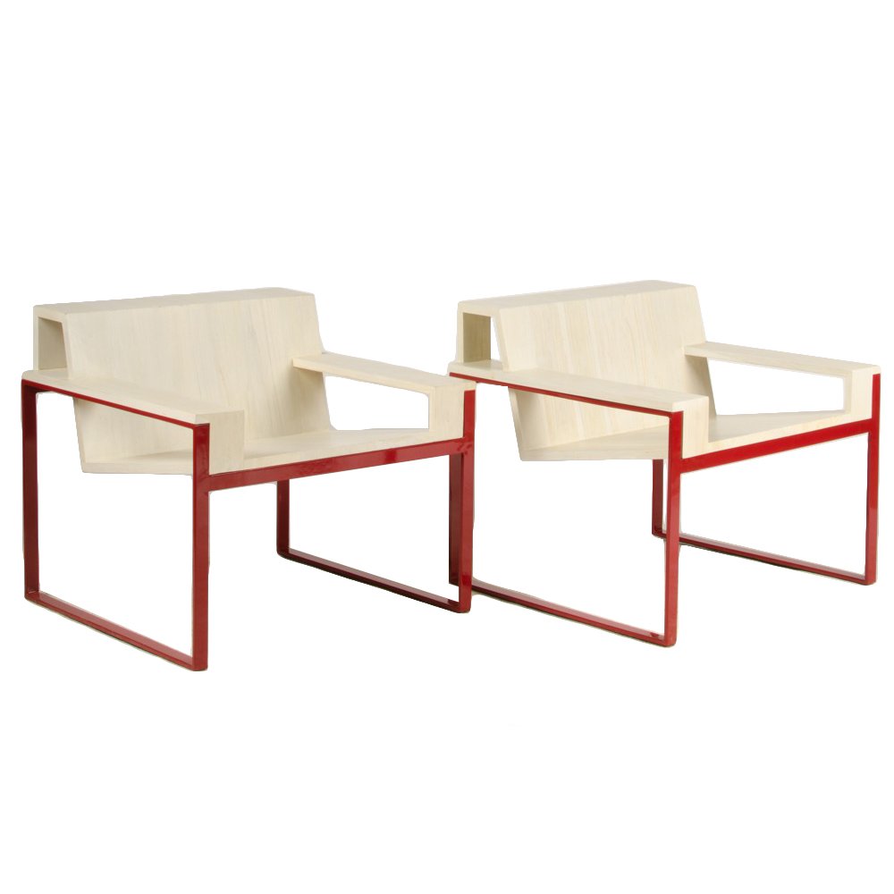 PAIR DECORATIVE ARM CHAIRS BAUHAUS INSPIRED (1 of 7)