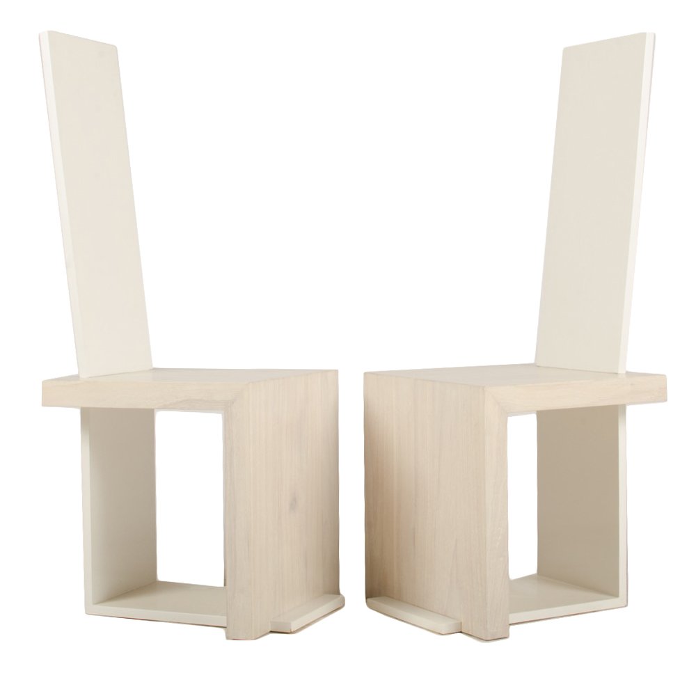 PAIR SOLID MINDI WOOD HIGH BACK DINING CHAIRS (1 of 7)