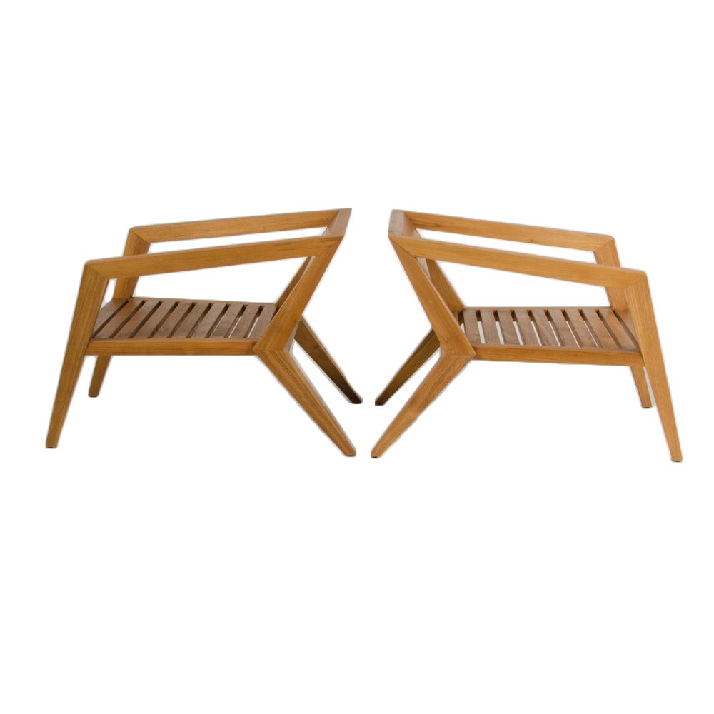 PAIR LOW OUTDOOR LOUNGE CHAIRS (1 of 16)