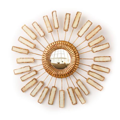 A giltwood and white glass sunburst mirror (1 of 5)