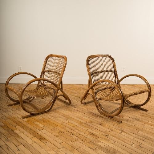 PAIR GERVASONI RATTAN ARMCHAIRS CIRCA 1950. (1 of 4)