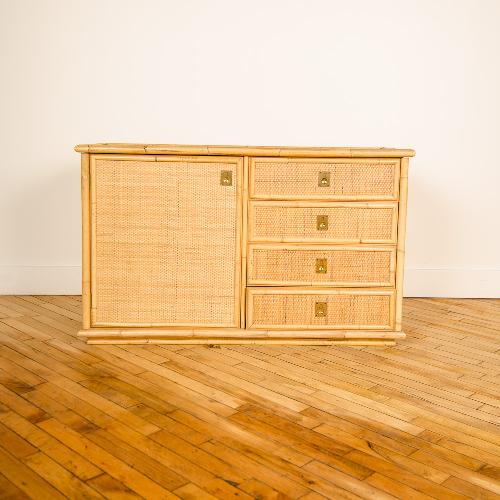A FRENCH RATTAN DRESSER OR SERVER CIRCA 1950. (1 of 5)