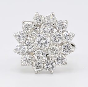 14K White Gold Ring With 3.55 Carats of Natural Diamonds IGI Certified Size 5