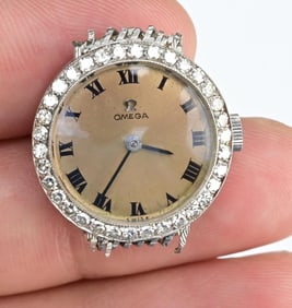 18K Yellow Gold Omega Watch Head Case In Working Order