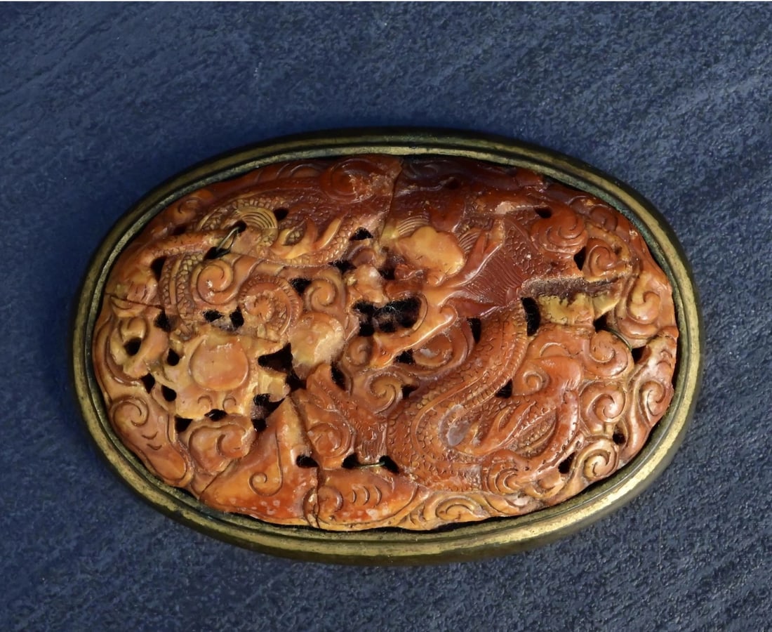 Lovely Antique Chinese Tibetan Amber Butterscotch Amber Pendant With Dragon: This antique Chinese pendant from the Qing period features a rare amber dragon design, showcasing the exquisite craftsmanship of Chinese artisans. The dragon, a symbol of power and good luck, adds a t